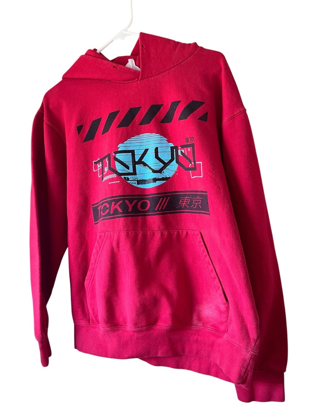 Source Unknown Hot Pink Hoodie with Blue Tokyo Graphic